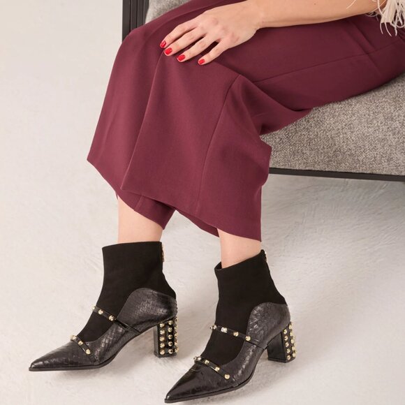 Vinci Valentina Leather Block Heel Boots - Picture 1 of 8